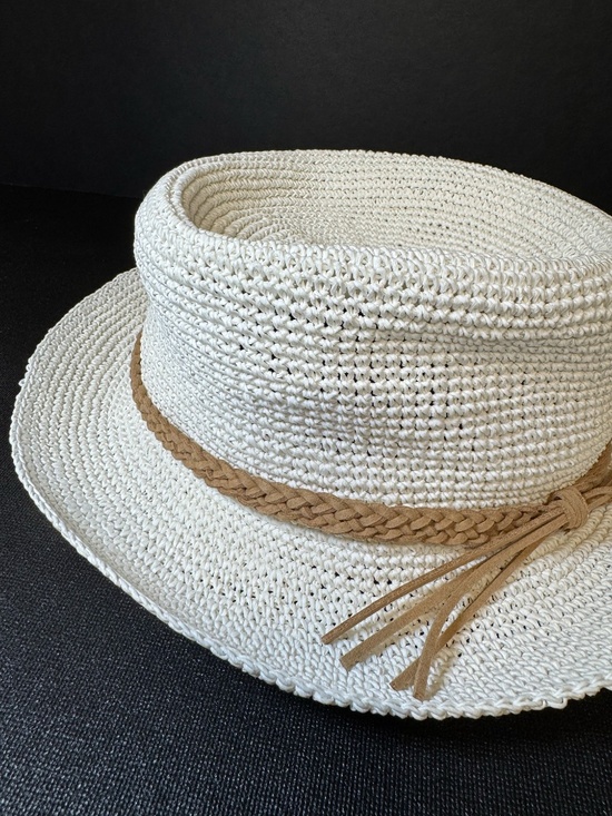 NWT Talbots White Packable Sun Hat with Braided Faux Leather Trim main image 7